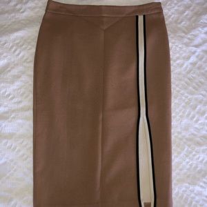 Zara pencil skirt - tan with black and white slit